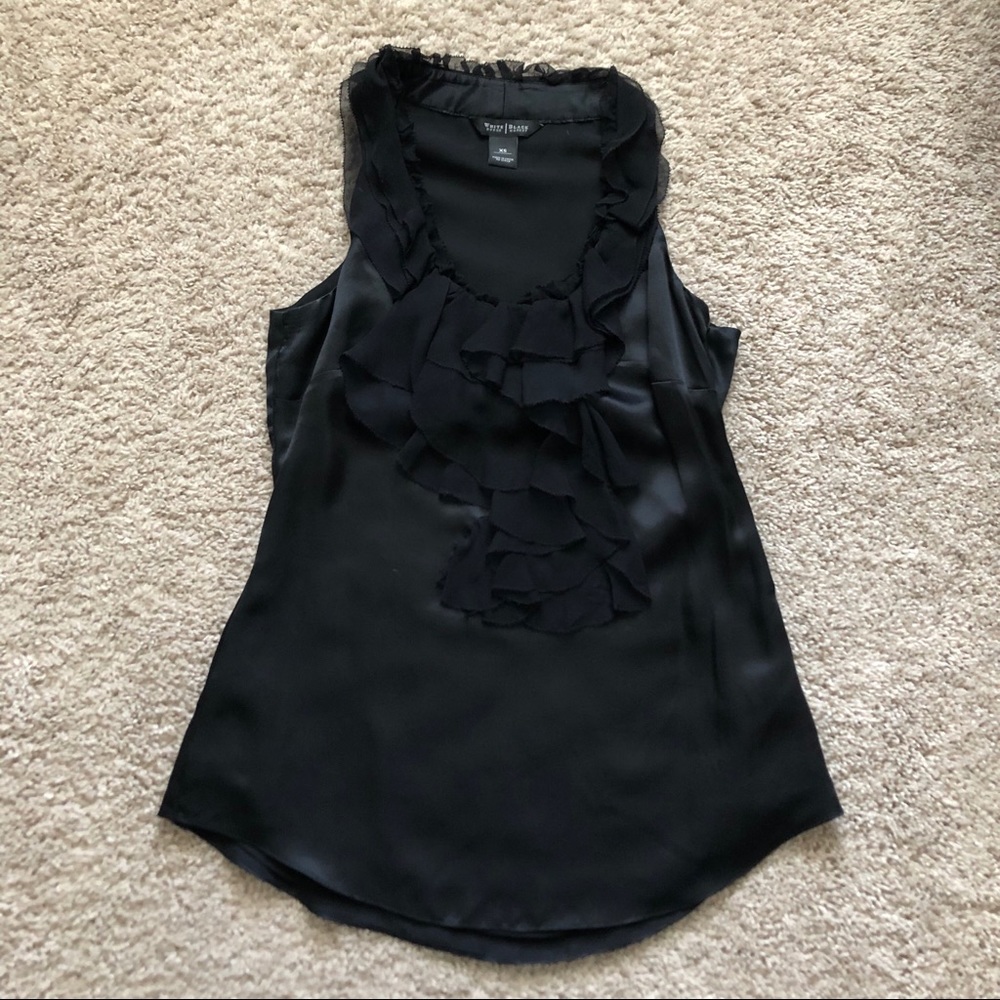 EUC White House black market silk black top XS